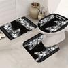 4Pcs Funny Black Cat Shower Curtain Set with Non-Slip Bath Mat, Toilet Lid Cover, Contour Rug & 12 Hooks, Bathroom Decor