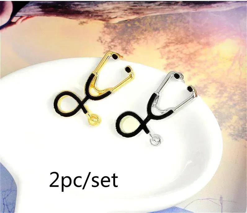 1PCS Elegant Doctor Nurse Stethoscope Brooch Pin Medical Fashion Jewelry Enamel Denim Jackets Collar Badge Button Gift For Girl