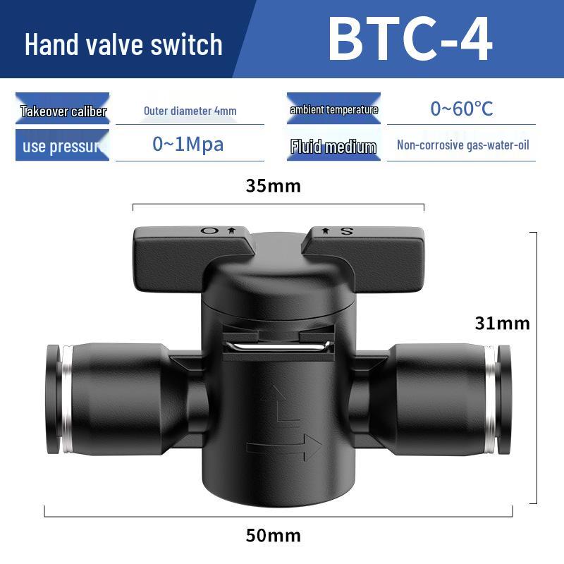Pneumatic Hand Valve Set with Quick-Plug Connectors BUC 4/6/8/10mm