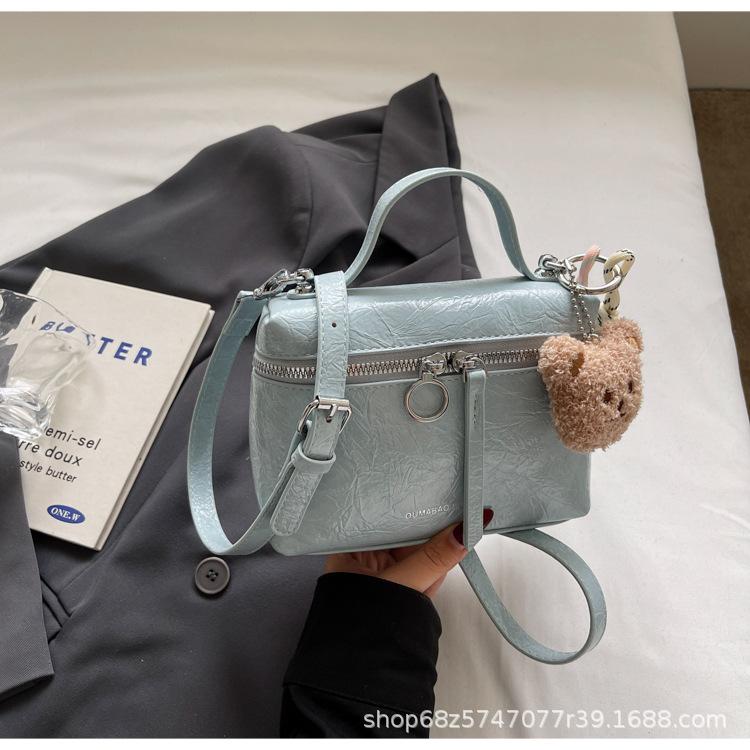 

2025 new Korean simple lychee pattern portable small square bag fashion temperament messenger women s bag casual messenger bag синій
