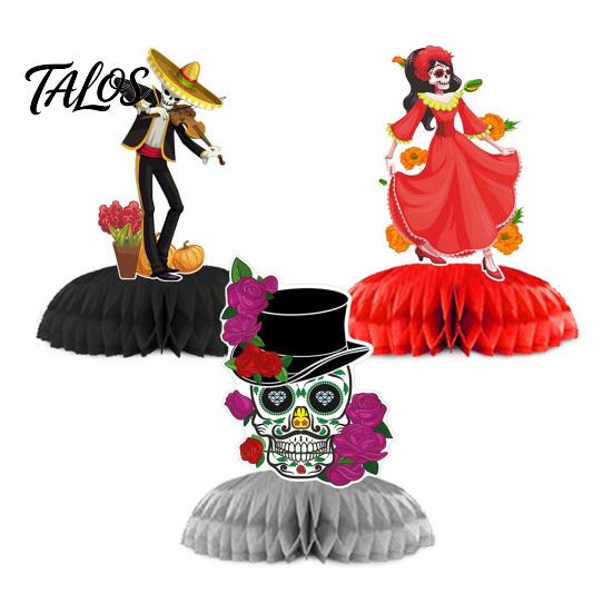 Festival-Atmosphäre Tischdekorationen 3 Stück Tag der Toten Schädel Waben-Dekoration, 6 Stile Zucker Traditionelle Mexikanische Fiesta Party-Mitgebsel Figuren für