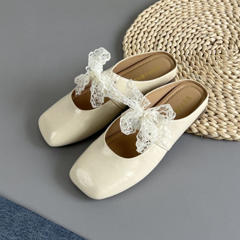 French retro soft-soled bag head half slippers women's 2025 summer new fashion casual versatile comfortable Mary Jane shoes