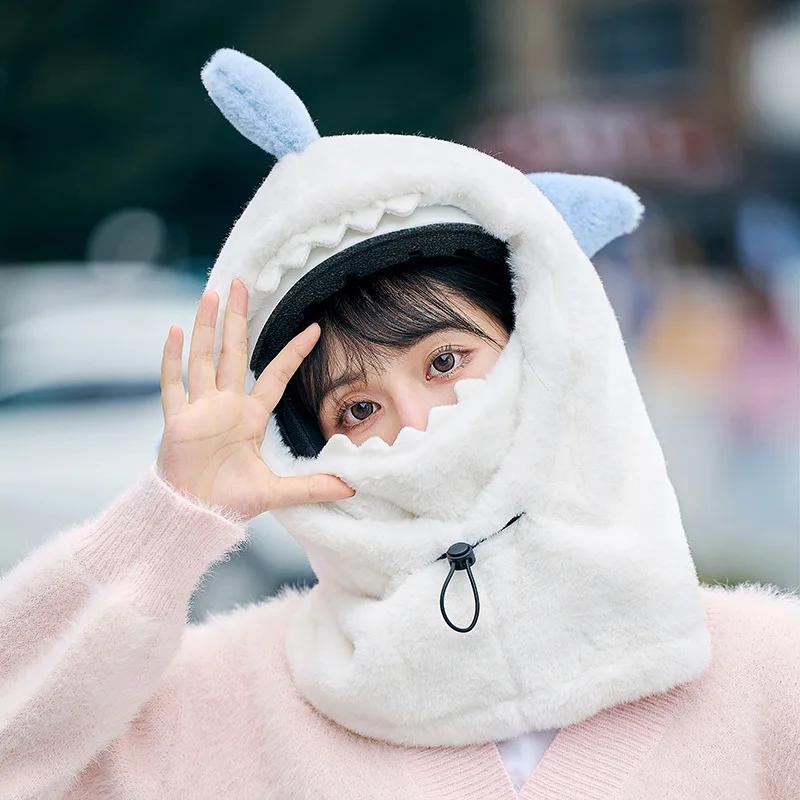 Motorcycle Mask Hat Balaclava Children Adult Winter Full Face Mask Hat Head Neck Cover Skiing Beanies Shark Ear Protection Caps