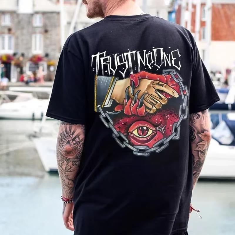 2025 Summer New trendy dark punk skull print Tshirt loose and fashionable cotton shortsleeved streetwear for men and women