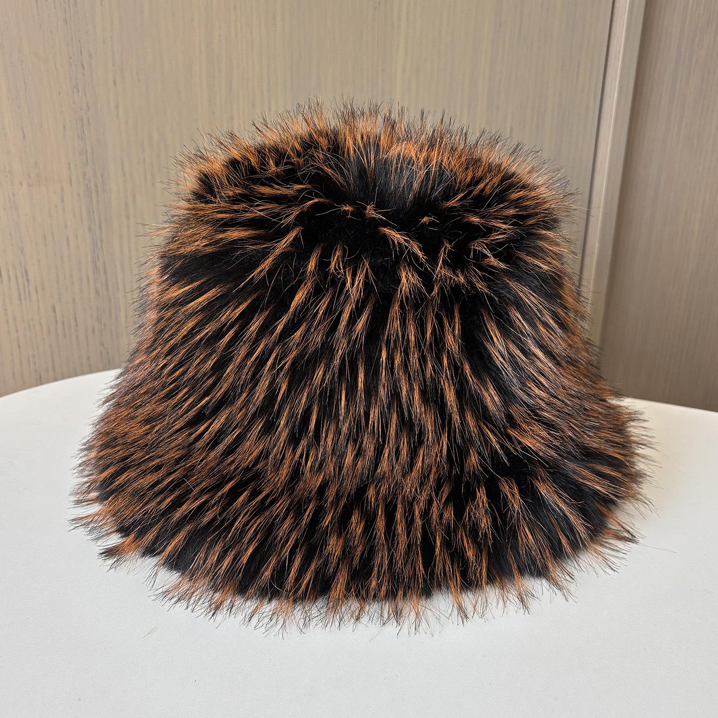 Плюшевая панама женская, высококачественная, морозостойкая, панама-ведро, имитация меха, утолщенная, теплая шляпа One size fits all оранжевый