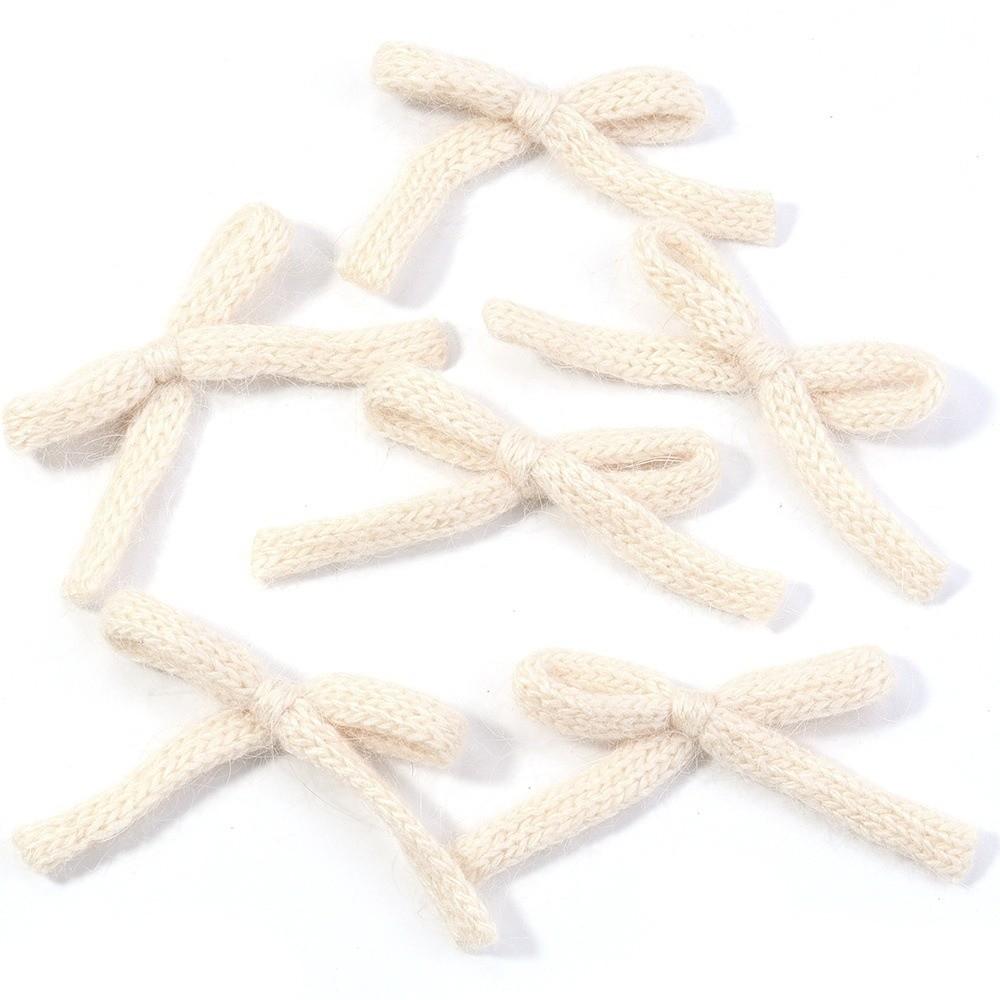 6pcs/lot New 5X7cm Knitted Bows Candy-colored Handmade Cotton Bowknot Bow Hair Clip for DIY Clothing Shoes Hats Accessories