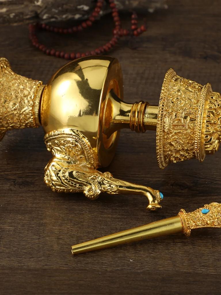 Buddhist Supplies Tibetan Gold Gilt Ben Pakistan Pot Handmade Water Bottle Water Supply Cup Trumpet