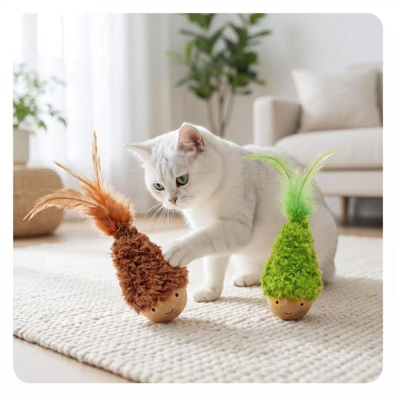 Cat Chew Toys Feather Catnip Molar Tumbler Toy Cat Teaser Interaction Toy Clean Mouth Kitten Toys Pet Supplies Accessories