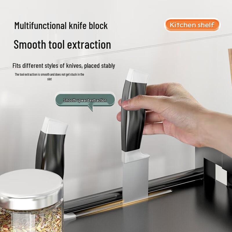 Modern 3-Tier Kitchen Spice Rack with Knife Holder