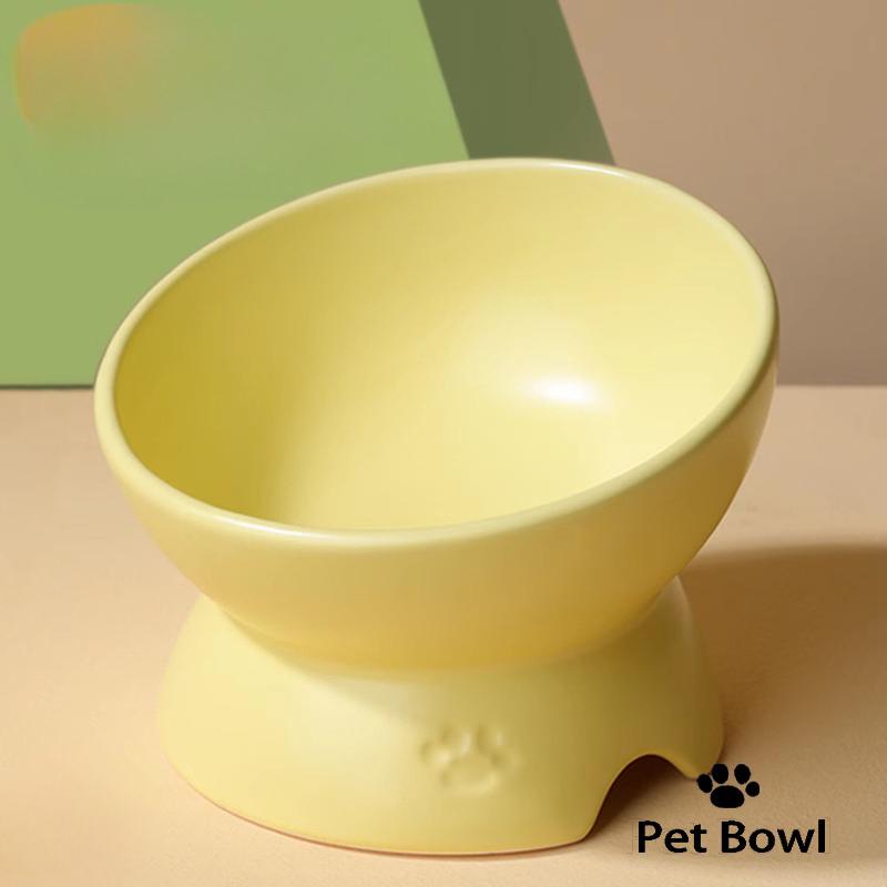 Creative Ceramic Tall Footed Drinking Water Food Bowls, Anti Overturning Neck Protection, Slanted Mouth, Cat Bowl, Supplies, 1Pc