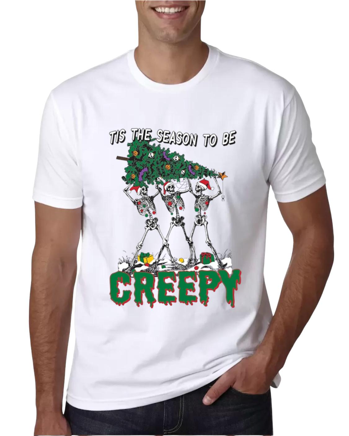 Tis the Season to be Creepy Skeleton Christmas T-Shirt S разноцветный