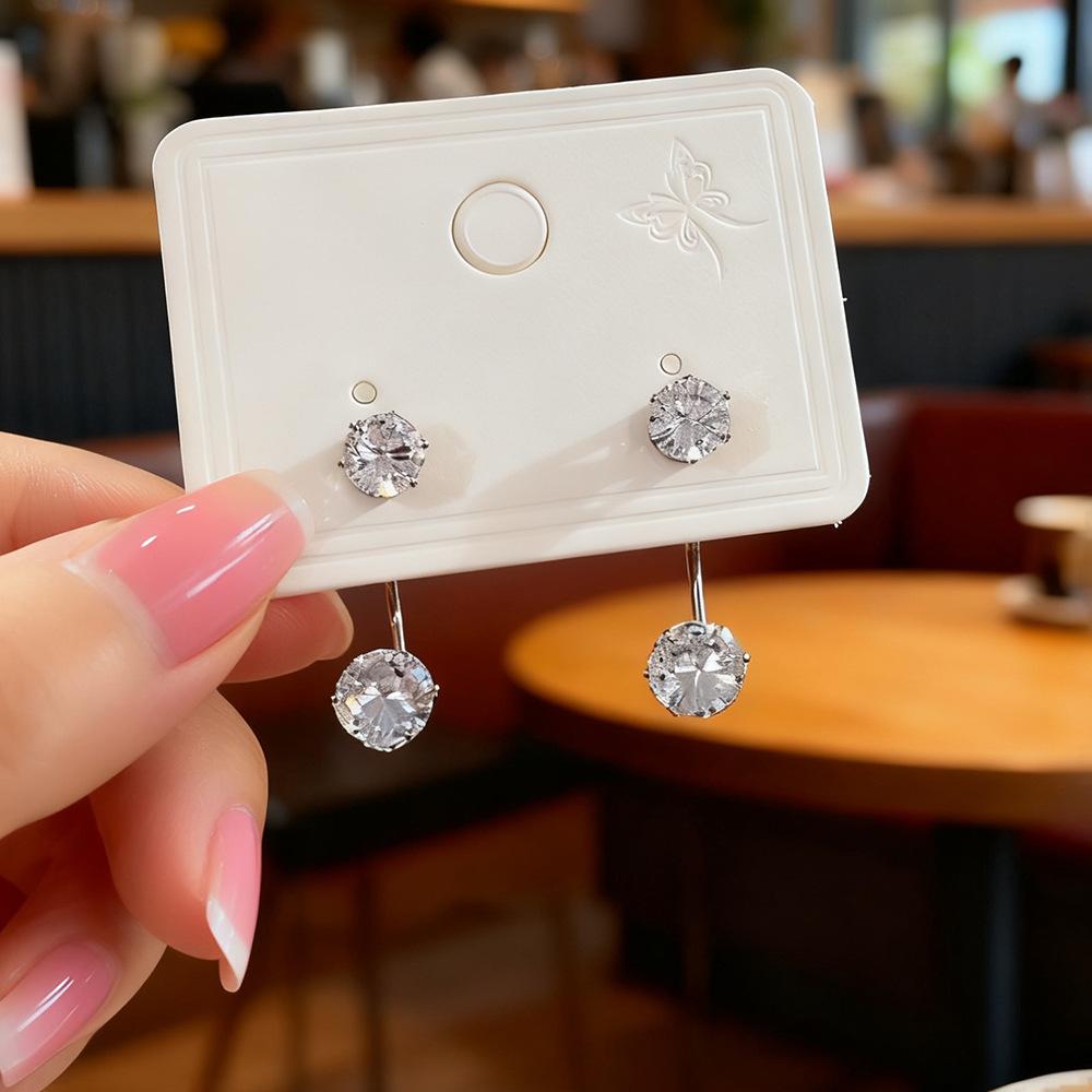 Small temperament geometric flash zirconium stud earrings, five-pointed star love, a two-wear rear-hanging earrings, going out commuting earrings.