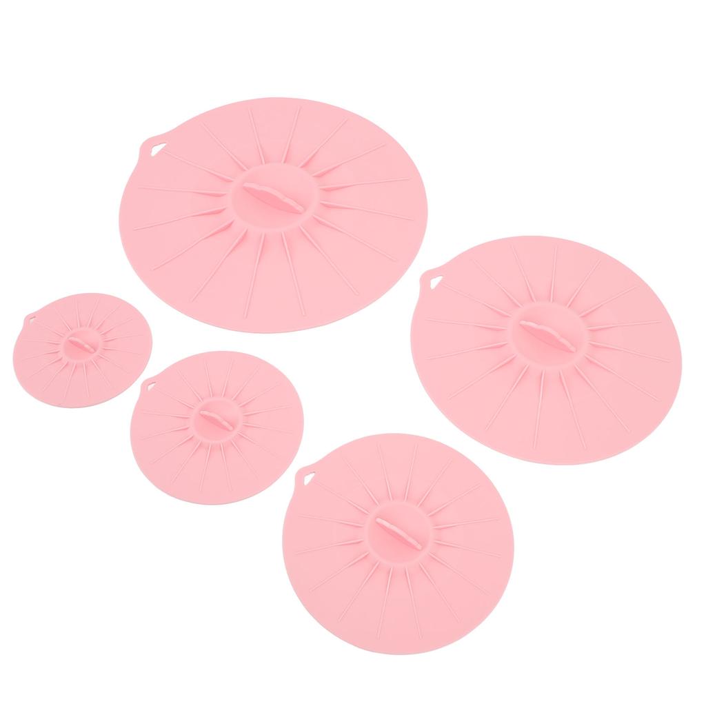 Silicone Lid Set Heat Resistant Reusable Microwave Splatter Cover Food Suction Lid for Bowls Pots Pans 5pcs