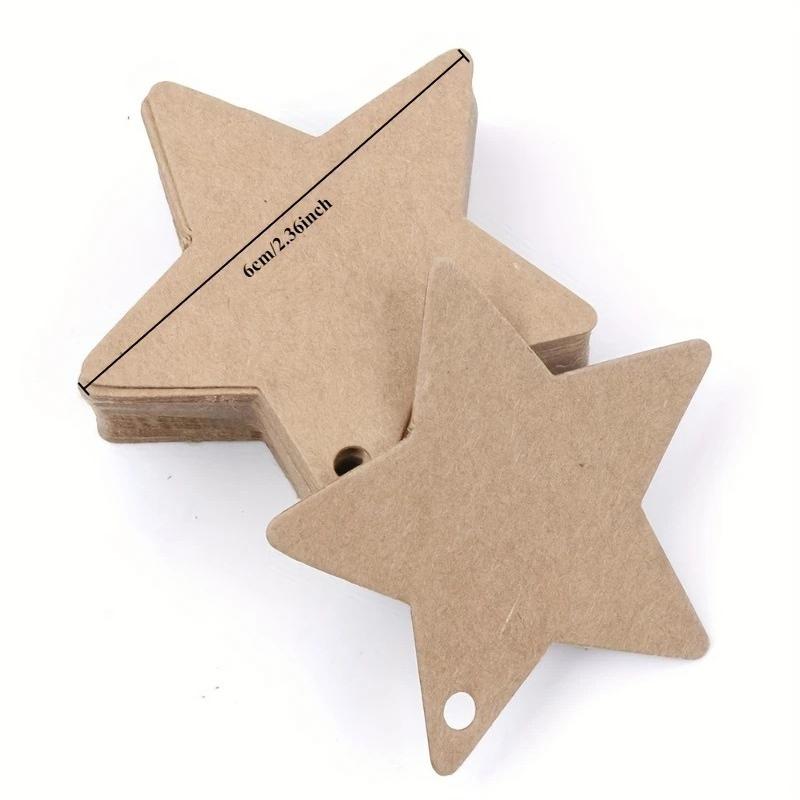 100PCS Kraft Paper Star Shape Label Writable Blank Hanging Tag Decorative Marking Card 3 Colors Available Gift Package Props ZYF