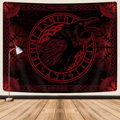 Viking Tapestry Scandinavian Raven Crow Runes for Meditation