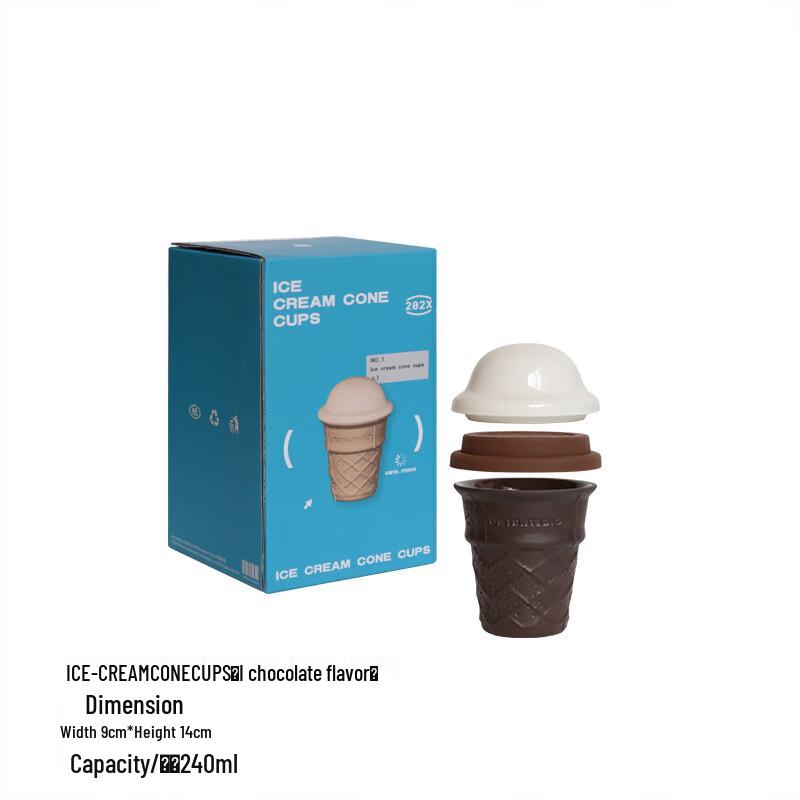 Shangqi Ceramic Ice Cream Cone Cup with Lid