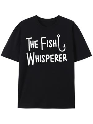 Vibrant Fish Whisperer Graphic Tee  Soft Breathable Casual Short Sleeve Tee for Men
