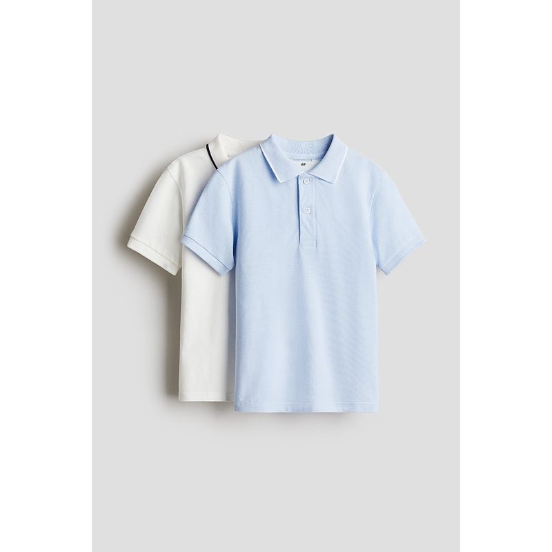 

HM Children s Clothing Boys Children s Polo Shirt 2-Piece Suit Autumn Cotton Casual Half Cardigan Short Sleeve 1119686 Light blue/white 120/60(4-6Y)