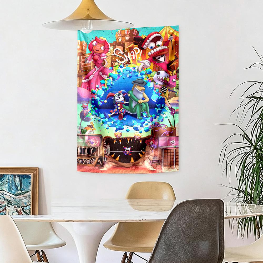 Digital Circus Game Wall Decor Tapestry Art For Pet Memorial Birthdaywedding Party Backdrop Family Gift