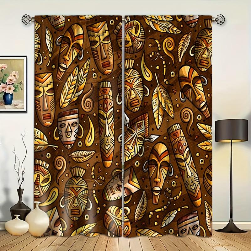 2 Stück, Boho Damen Print Vorhang mit Stangentasche zur Montage, Digitaldruck Vorhänge, Polyestermaterial, Geeignet für Wohnzimmer, Schlafzimmer