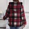Women's Winter Plaid Hooded Jacket with Warm Plush Lining, Full-Zip Closure and Long Sleeves for Casual Daily Wear