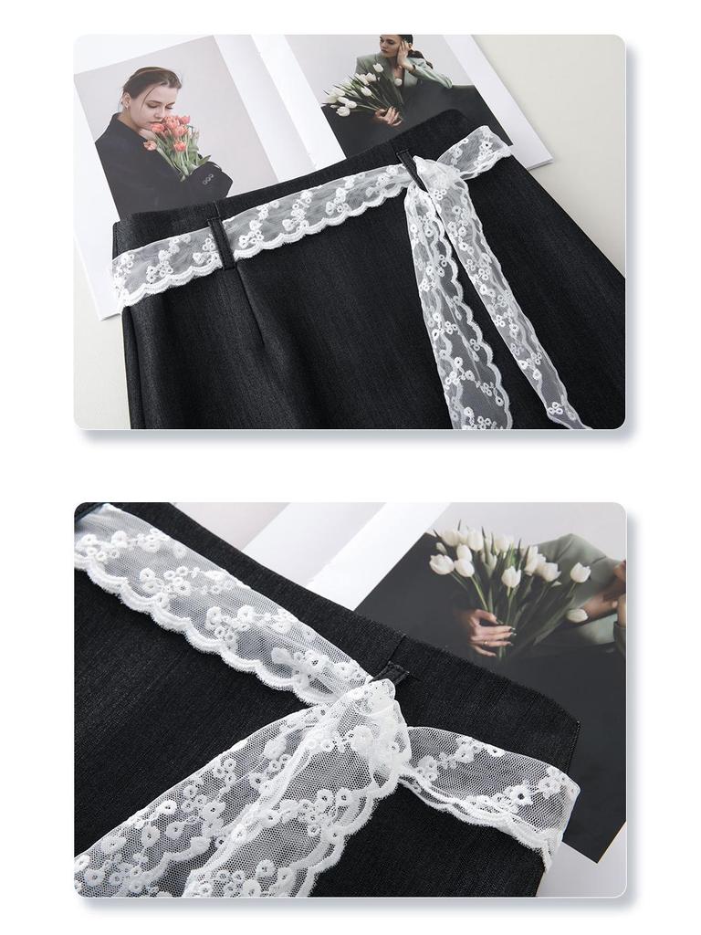 Damska biała koronkowa spódnica midi w kształcie litery A – dopasowana w biodrach, casualowa i petite, kolekcja lato 2025