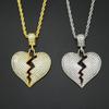 European Unisex Broken Heart Necklace - Trendy Sad Heartbeat Pendant