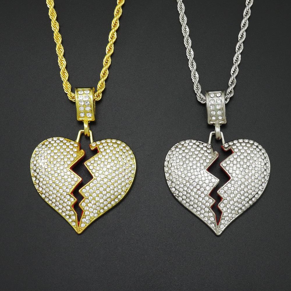 European Unisex Broken Heart Necklace - Trendy Sad Heartbeat Pendant