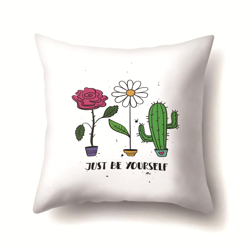 Unicorn Cute Cactus Polyester Pillow Cover Cushion