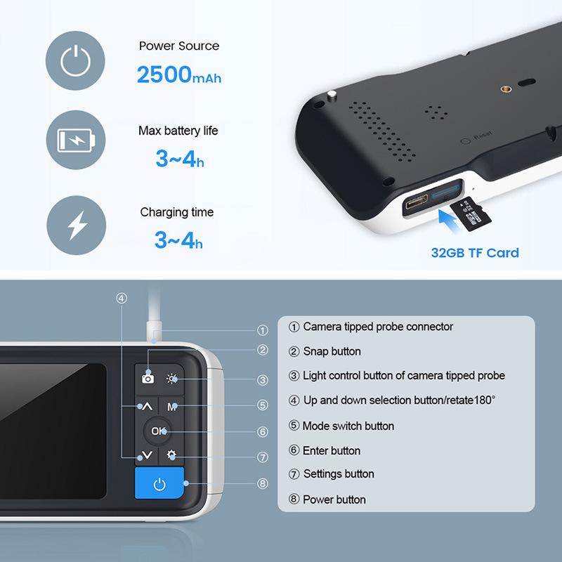 4.5-inch Ultra HD Otoscope with Screen, 3.9mm Illuminating Ear Cleaning Endoscope