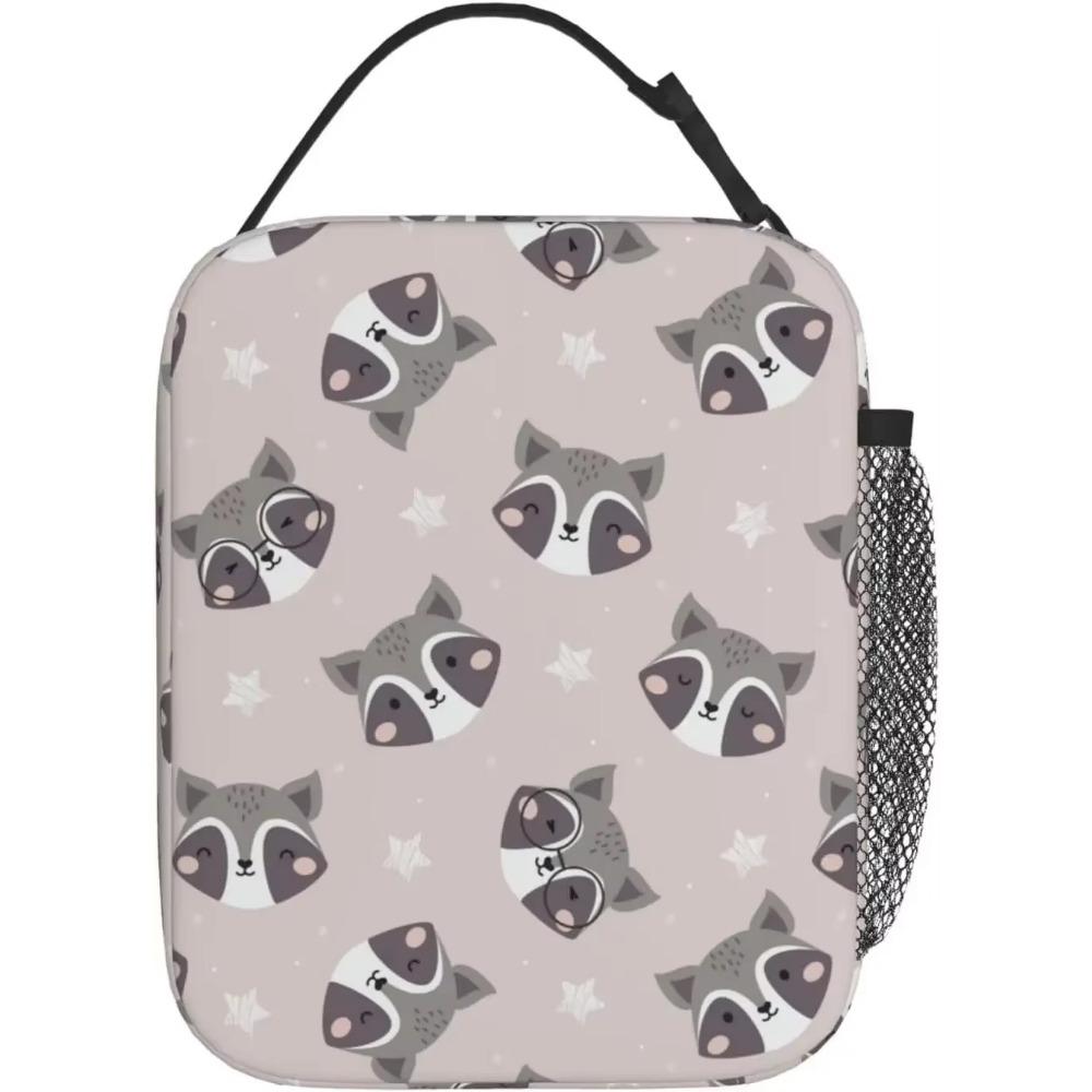 Raccoon Lunch Box Insulated Soft Bag Reusable Cooler Bag for Women Men Work Picnic Hiking Lunch Bag One Size Tote with Lunch Bag