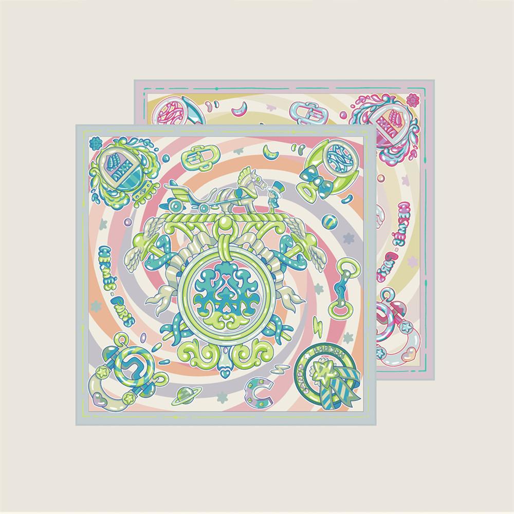 New Style Curled Twill Silk Scarf Women Fashion Double Side Printed Square Scarves Wraps Echarpes Foulards Femme Hijab 70CM