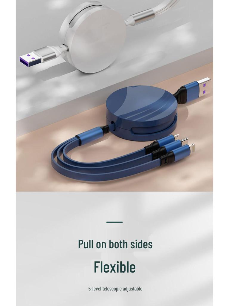 Juran Retractable Multi-Head Fast Charging Cable - 3-in-1 Function