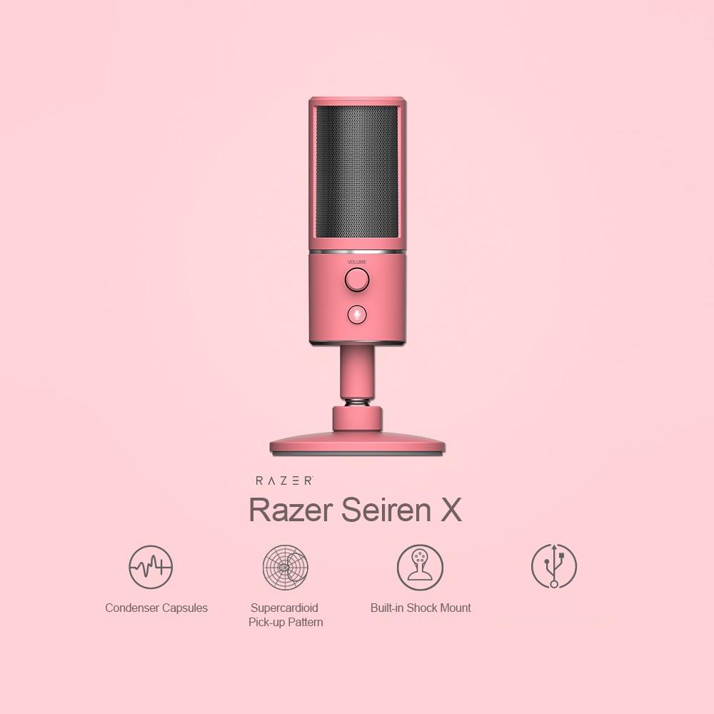 Razer Seiren X USB Streaming Microphone Built in Shock Mount Supercardiod Pick Up Pattern 25mm Condenser Capsules USB
