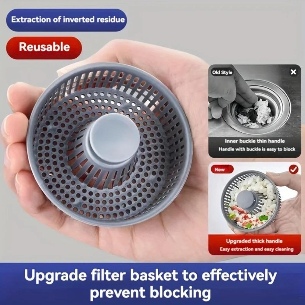 Stainless Steel Kitchen Sink Strainer Rust-Proof Leak-Proof Mesh Basket Filtering with Anti-Clogging Bounce Core Universal