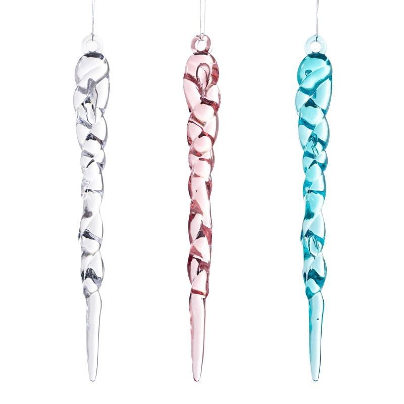 Christmas creative decorations colorful transparent ice bars hanging threaded ice cream pendant ice column dress up