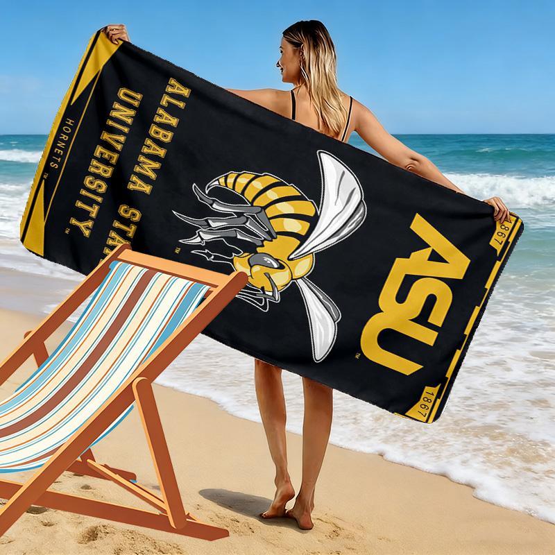 Alabama State Hornets Print Beach Towel, Large Soft Quick Dry Towel for Beach Camping Swimming