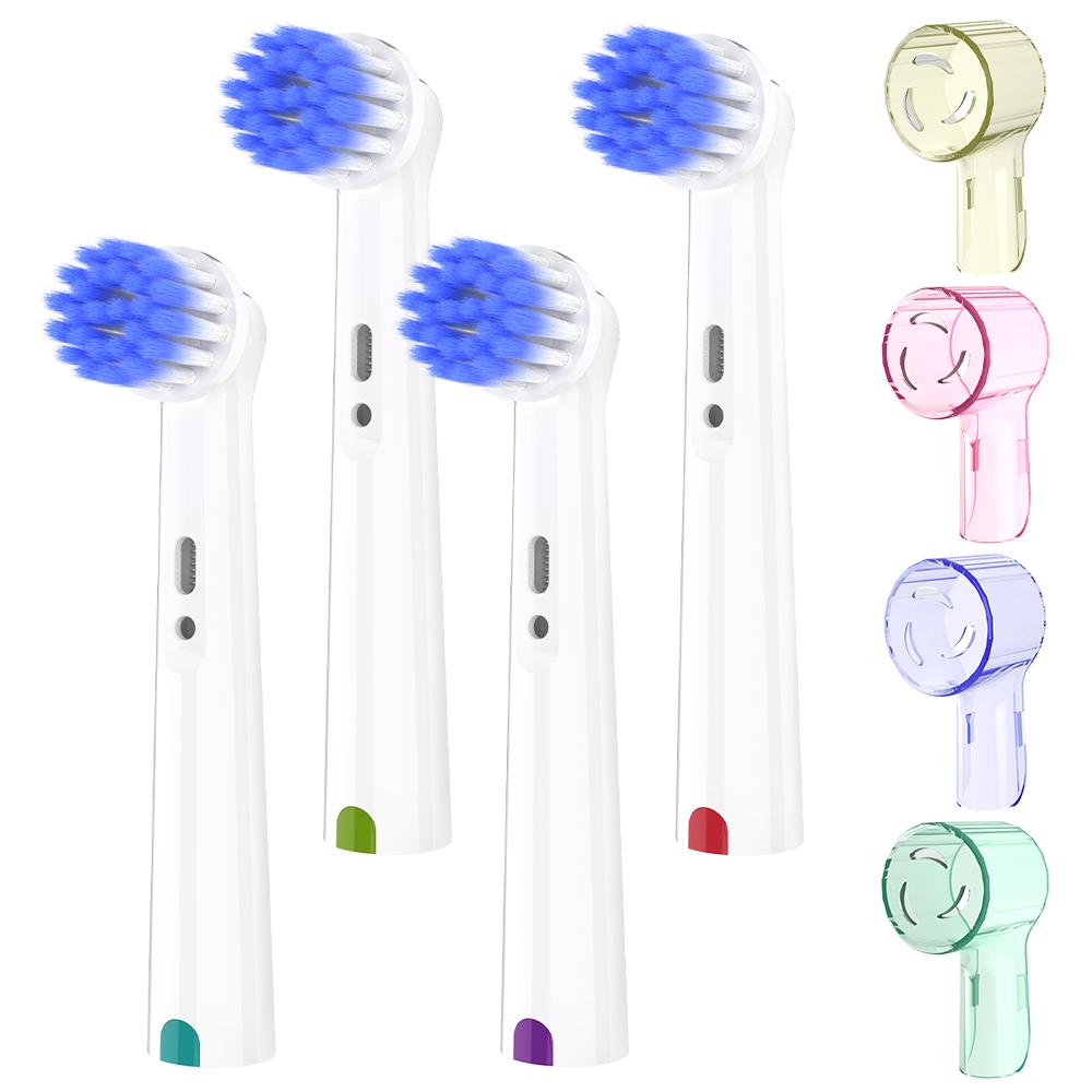 

4x Soft Replacement Brush Heads with 4x Toothbrush Head Dustproof Protective Covers, Compatible with Oral B Electric Toothbrush