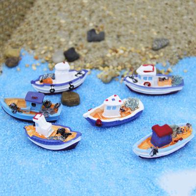 Mediterranean Seaside Fishing Boat Ornament for Aquarium and Landscape Decor