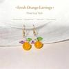 Cute Orange Shaped Dangle Earrings Handmade Flower Leaf Decor Bead For Women Daily Wear Party Dating Gifts
