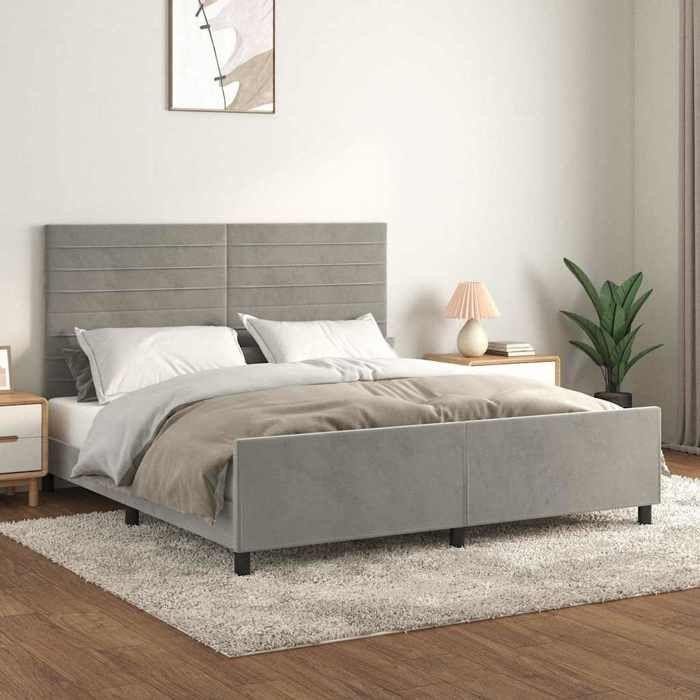 Maison Exclusive - Cadre de lit sans matelas gris clair velours