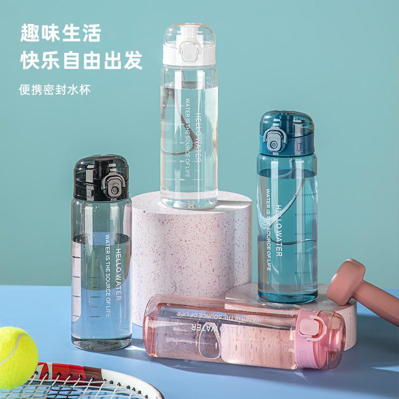780ml Plastic Sports Water Bottle Portable Gym Travel Clear Leak Proof Drinking Bottle Pink Blue High Value Modern Simple Style