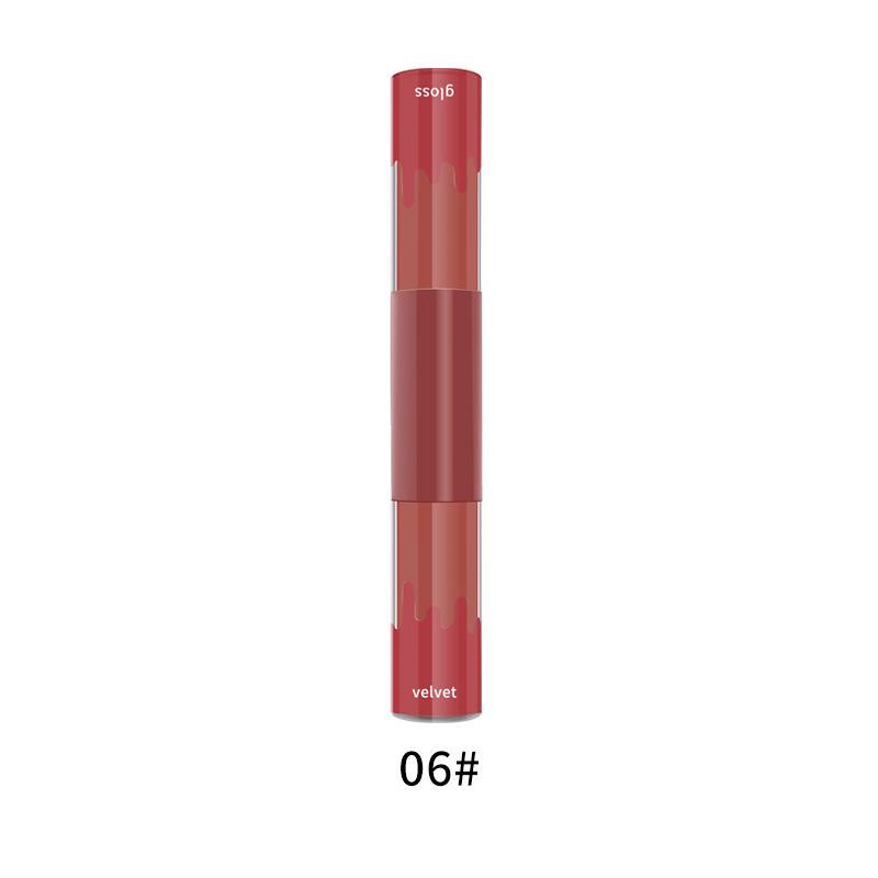 Double-Ended Non-Stick Cup Lip Gloss & Matte Velvet Lip Glaze - Two-in-One