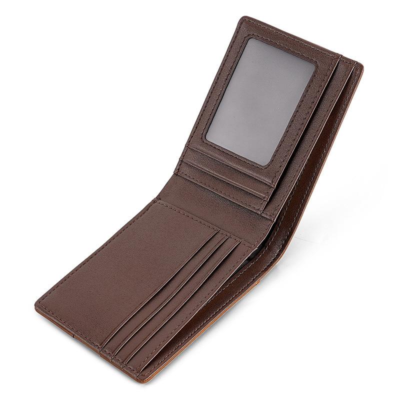 Crazy Horse Skin Men's Wallet Retro Genuine Leather RFID Blocking Multifunctional Anti-theft Brush