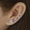 2 Stylish Stainless Steel 4 Claw Square Cubic Zirconia Stud Earrings For Men And Women 4/5/6/7mm Zircon Stud Earrings