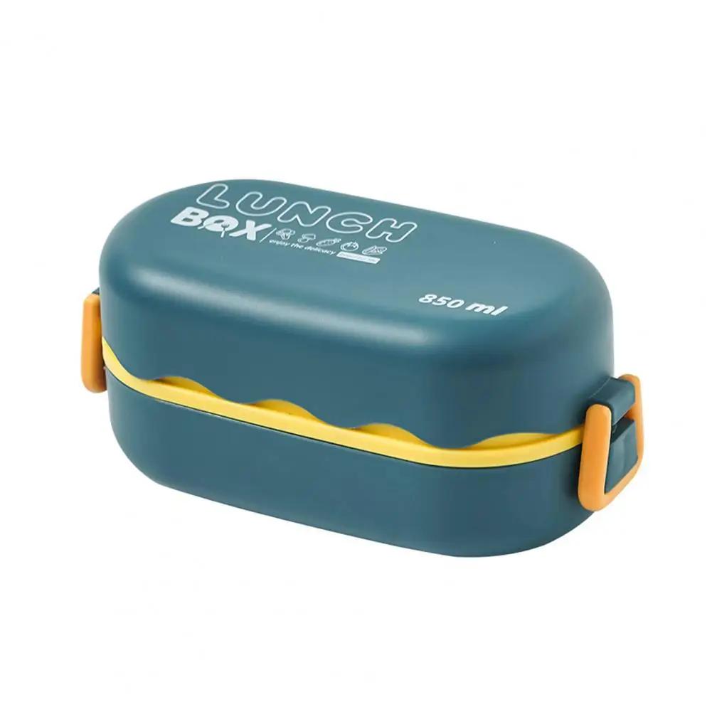 

Double-layer Student Lunch Box Microwave-safe Fruit Bento Box Office Plastic Lunch Box Sealed Leak-proof Food Storage Container синий