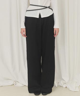 Alkialka Frill Wide Pants (Black)