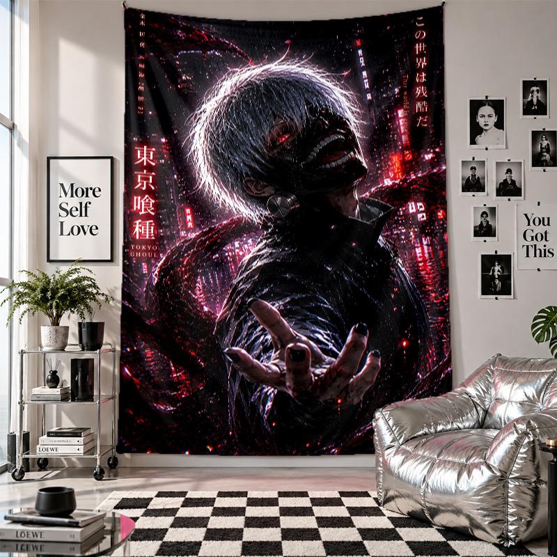 Wall TapestryTokyo Ghoul Art Hanging Cloth Decorative Background Cover for Room Decoration