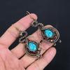 Tibetan Turquoise Earrings Gemstone Jewelry, 999 Copper Wire Wrapped Silver Handmade Earrings, Latest Design Jewelry