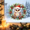 Winter Owl Wall Stickers Christmas Wreath Static Window Cling, Holiday Glass Sticker, Clings No?Glue Reusable Decal for Home Shop Festive